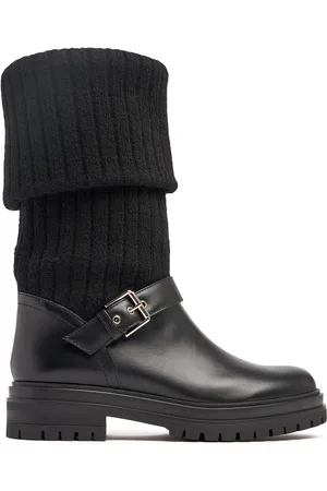 Gianvito Rossi Bottes De Motard En Maille Et Cuir 20 Mm
