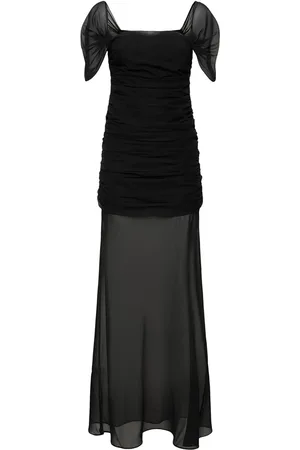 GIUSEPPE DI MORABITO Robe Longue En Soie Stretch À Manches Cape
