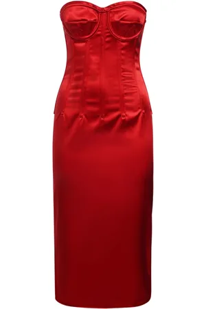 Dolce & Gabbana Robe Corset Midi En Satin Stretch