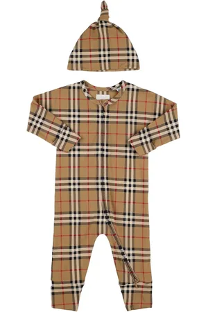 Burberry Barboteuse & Bonnet En Coton Imprimé Carreaux Icon