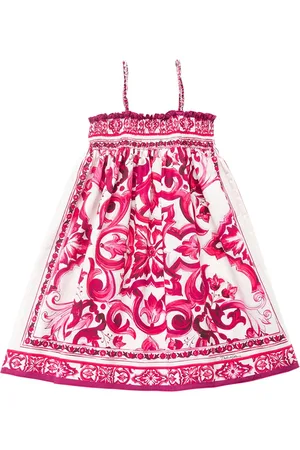 Dolce & Gabbana Robe En Popeline De Coton Imprimé Majolica