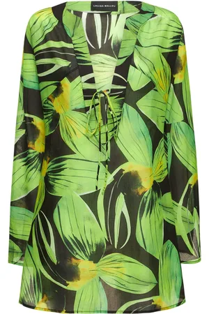 Louisa Ballou Robe Caftan Courte En Mousseline De Coton