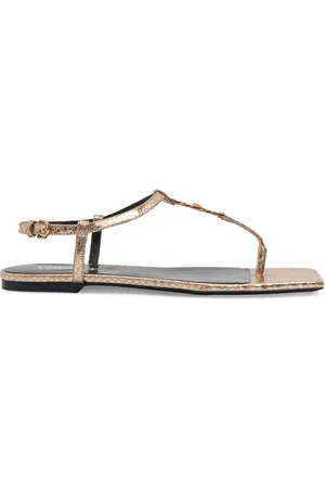 VERSACE Sandales Tongs En Cuir Laminé