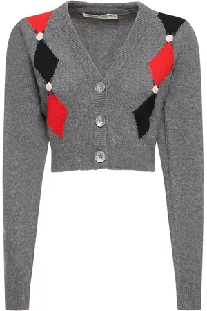 Alessandra Rich Cardigan Court En Maille De Laine Jacquard