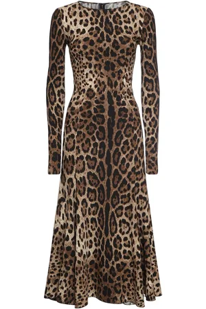 Dolce & Gabbana Robe Midi En Cady Imprimé Léopard