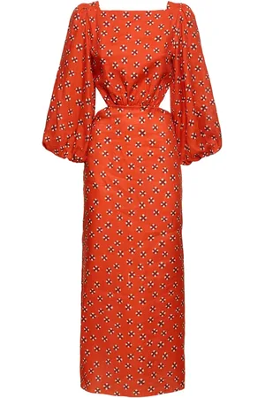 JOHANNA ORTIZ Robe Midi En Lin Imprimé À Manches Évasées