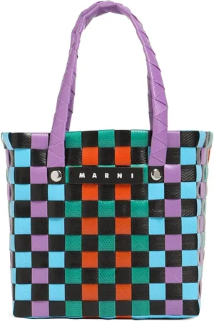 Marni Panier Tissé Color-block À Logo