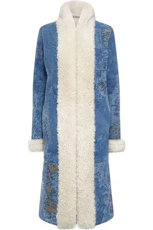 Dolce & Gabbana Manteau Mi-long En Shearling Effet Denim
