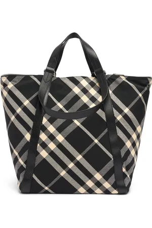 Burberry Sac Cabas En Jacquard À Carreaux