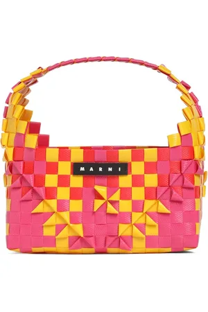 Marni Sac Cabas Tissé Bicolore À Logo