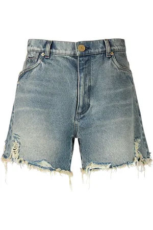 Balmain Short En Denim Brut De Coupe