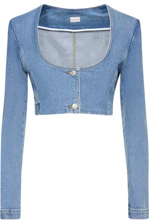 MAGDA BUTRYM Veste Courte En Denim De Coton À Encolure Dégagée