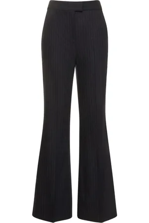 GALVAN Pantalon Évasé En Laine Mélangée À Fines Rayures
