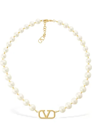 VALENTINO GARAVANI Collier Chaîne En Fausses Perles V Logo