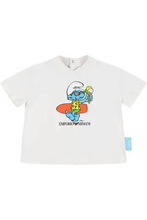 Emporio Armani T-shirt En Jersey De Coton Imprimé Schtroumpfs