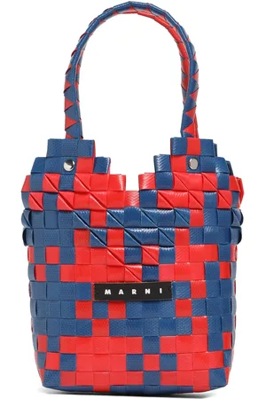 Marni Sac À Main Tressé À Carreaux Avec Log
