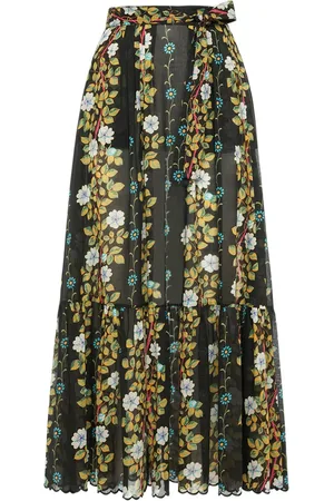 Etro Jupe Midi En Coton Imprimé Taille Haute