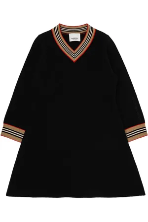 Burberry Robe En Laine Mélangée Détail Intarsia Icon Stripe
