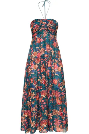 ULLA JOHNSON Robe Midi En Coton Mélangé Imprimé Siya
