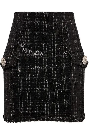 Balmain Jupe Courte En Tweed Pailleté