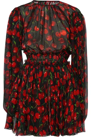 Dolce & Gabbana Robe Courte En Mousseline De Soie Imprimé Cerises