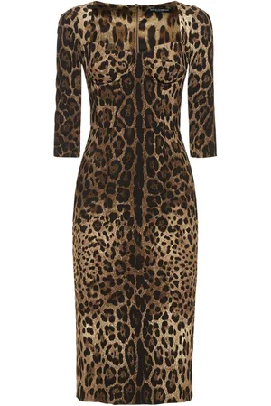 Dolce & Gabbana Robe Corset Midi Imprimé Léopard