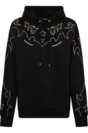 Balmain Sweat-shirt En Jersey Et Daim À Capuche