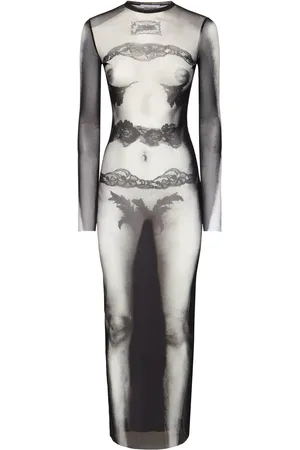 Jean Paul Gaultier Robe En Mesh Imprimé Body Lace Mariniere