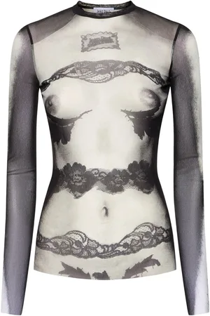 Jean Paul Gaultier Haut En Mesh Imprimé Body Lace Mariniere