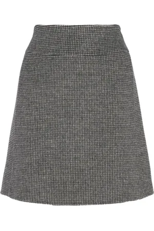 Max Mara Jupe Courte En Laine Mélangée Pied-de-poule Stone