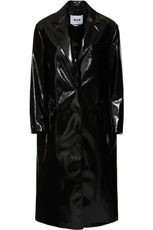 Msgm Manteau Verni À Boutonnage Simple