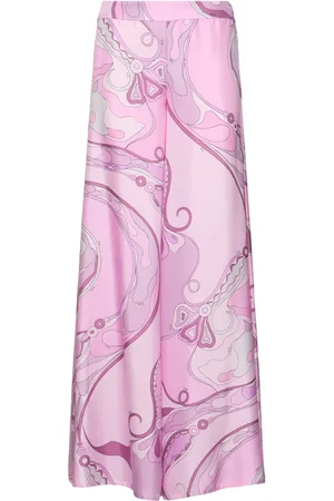 Puccini Pantalon Palazzo En Sergé De Soie Imprimée