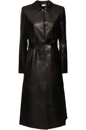 MAGDA BUTRYM Manteau En Cuir À Boutonnage Simple & Ceinture