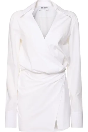 The Attico Robe Chemise Courte En Popeline Drapée