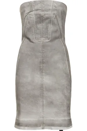 Rick Owens Robe Bustier Courte En Denim Splintered