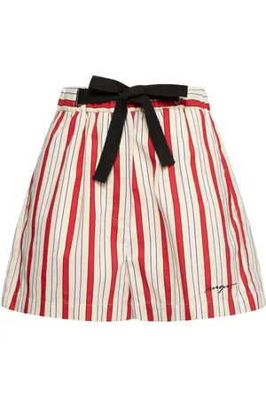 Msgm Short En Coton Mélangé À Rayures Avec Nœud