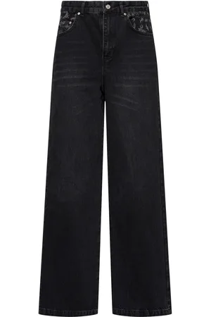ROUGH. Jean Ample En Denim Délavé Olive