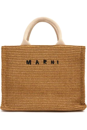 Marni Petit Sac Cabas Imitation Raphia À Logo