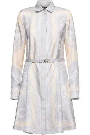 VERSACE Robe Courte En Sergé De Soie Imprimé Foulard