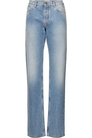 The Attico Jean Droit En Denim Enduit Brillant