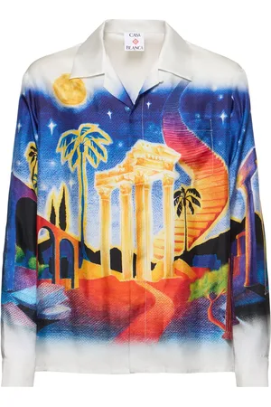 Casablanca Chemise Manches Longues En Soie À Col Cubain