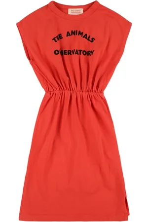 The Animals Observatory Robe En Jersey De Coton Imprimé