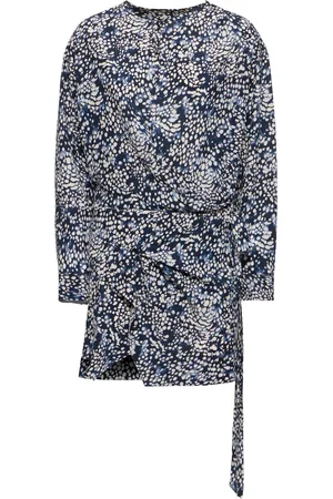 Isabel Marant Robe Courte En Soie Stretch Imprimée Habla