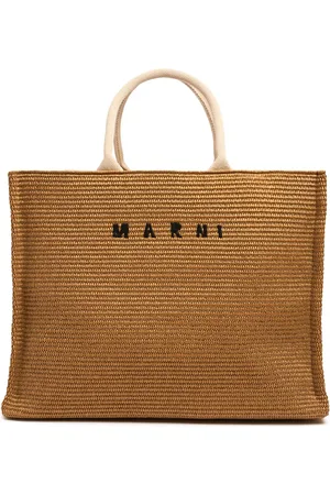 Marni Grand Sac Cabas Imitation Raphia À Logo
