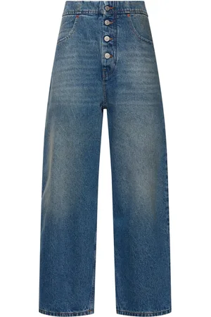 Maison Margiela Jean En Denim De Coton Taille Haute Rihanna