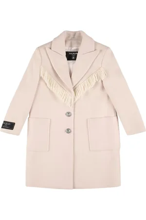 Balmain Manteau En Laine Mélangée À Franges