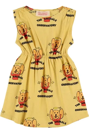 The Animals Observatory Robe En Jersey De Coton Imprimé