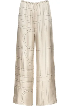 Totême Pantalon En Soie Brodée À Monogramme