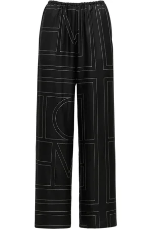 Totême Pantalon En Soie Brodée À Monogramme