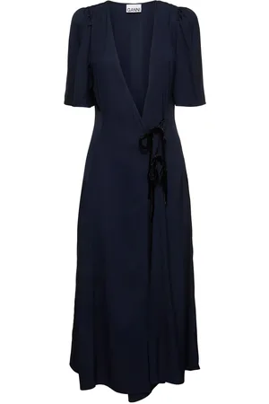 Ganni Robe Midi En Sergé De Viscose Mélangée
